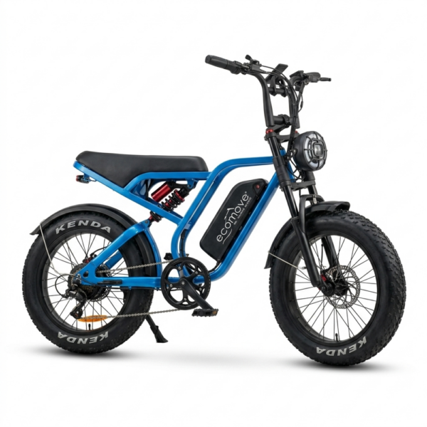 Bicicleta Eléctrica Turbo Z azul Bicicleta Eléctrica Turbo Z Ecomove con motor de 750W, batería de litio 48V 20Ah y autonomía de 65 km
