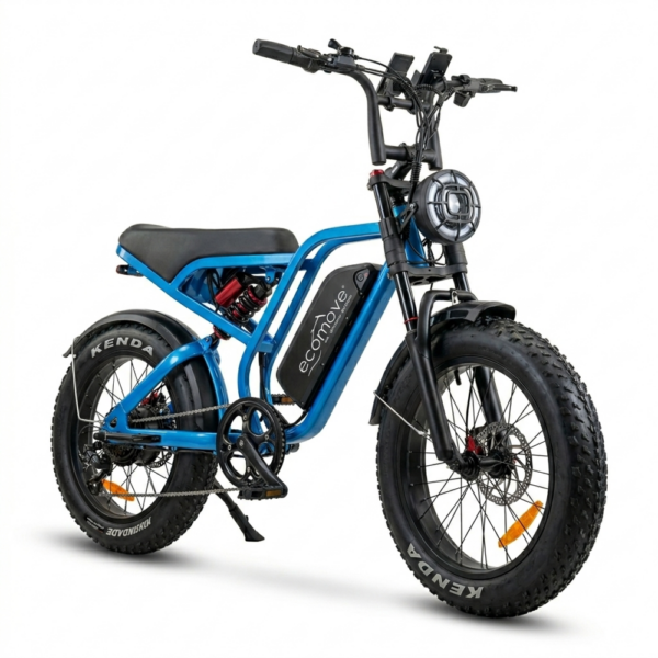 Bicicleta Eléctrica Turbo Z azul Bicicleta Eléctrica Turbo Z Ecomove con motor de 750W, batería de litio 48V 20Ah y autonomía de 65 km