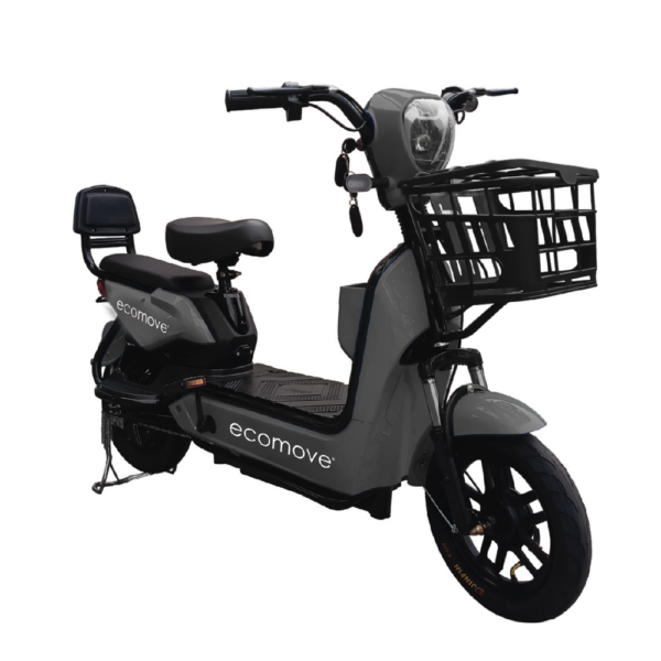 Moto Eléctrica EB gris Ecomove Moto Eléctrica EB Ecomove con batería de litio 48V 12Ah y canasta delantera para uso urbano